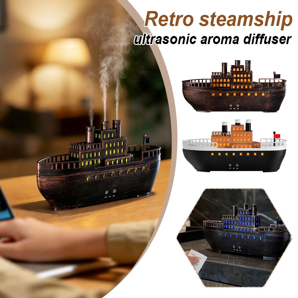 Home Fragrance Accessories - Retro Steamboat Ultradźwiękowy Dyfuzor Olejków Eterycznych