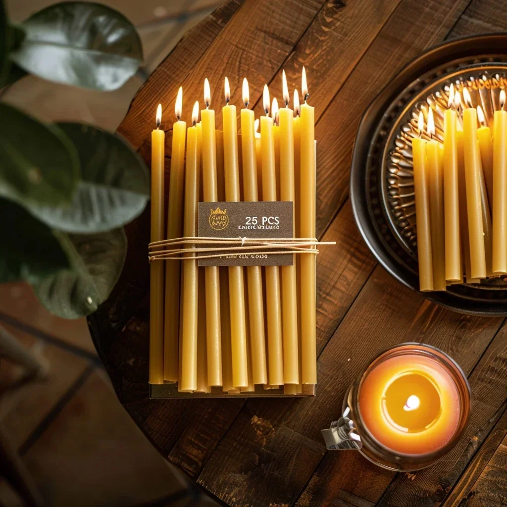 25 SZTUK/1 PAKIET Świeca chanu – Beeswax Taper Candle recenzja i cena